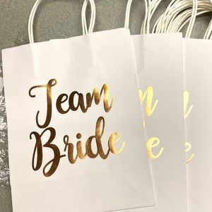 Set of 5 -Team Bride Paper totes with tissue paper